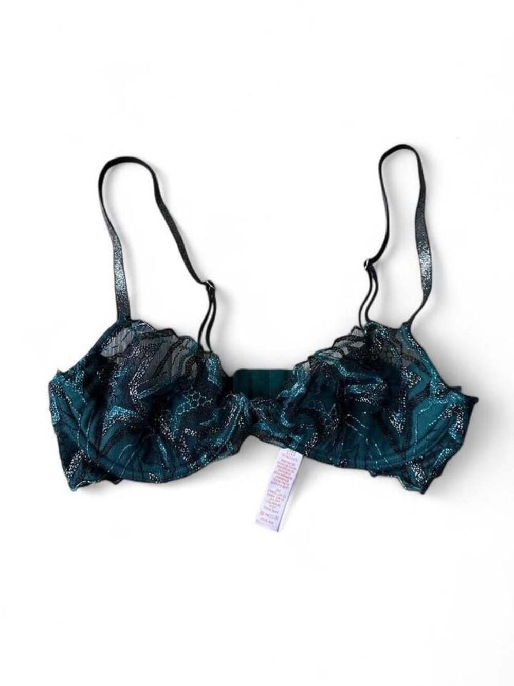 Savage X Fenty Green & Black Lace Balconette Bra — Size 34B